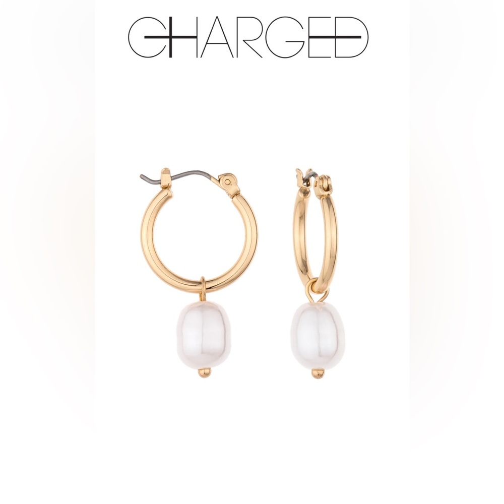 Charged Pearl Huggie Hoops